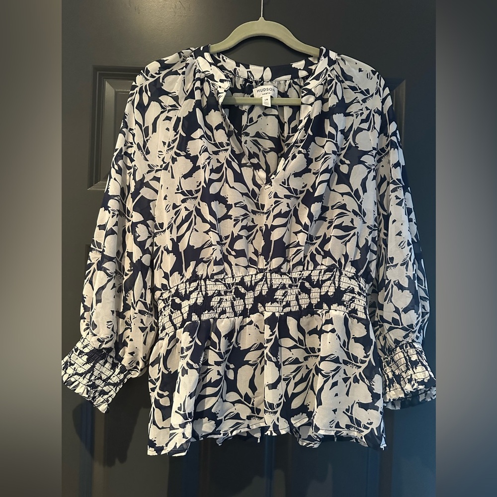 Hudson Navy and White Floral Blouse